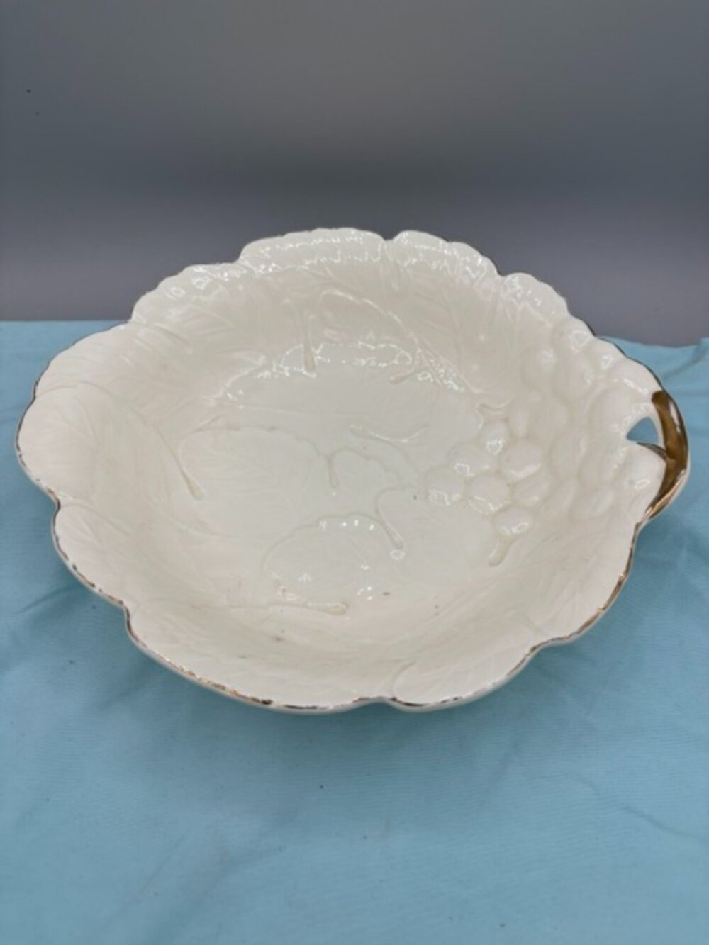White Leaf Porcelain Bowl From Japan